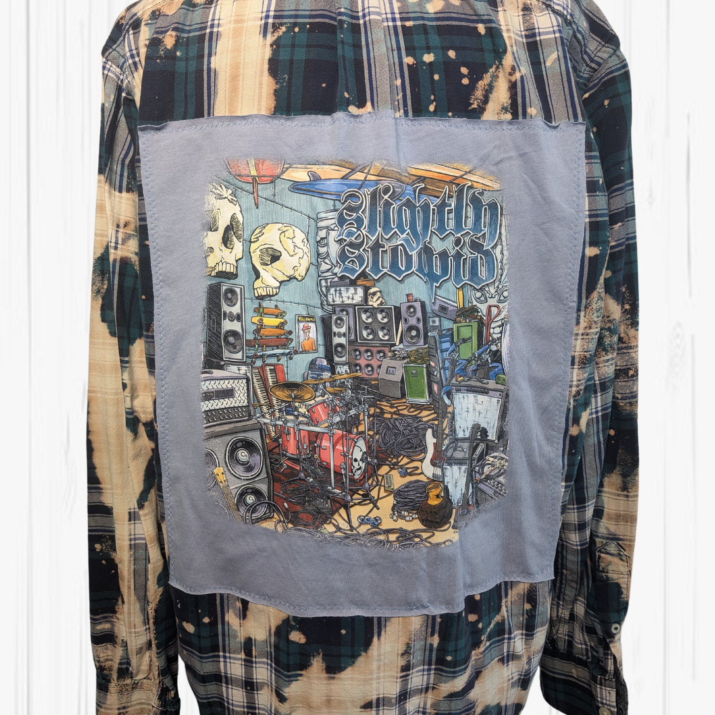 M/Lg- Slightly Stoopid Upcycled Bleached Flannel