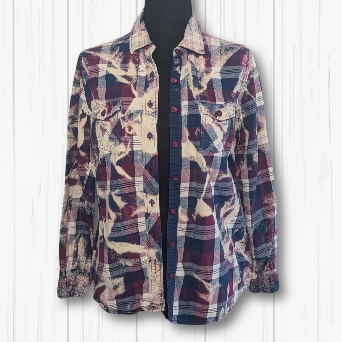 W/Med- Pink Coors Rodeo Upcycled Bleached Flannel