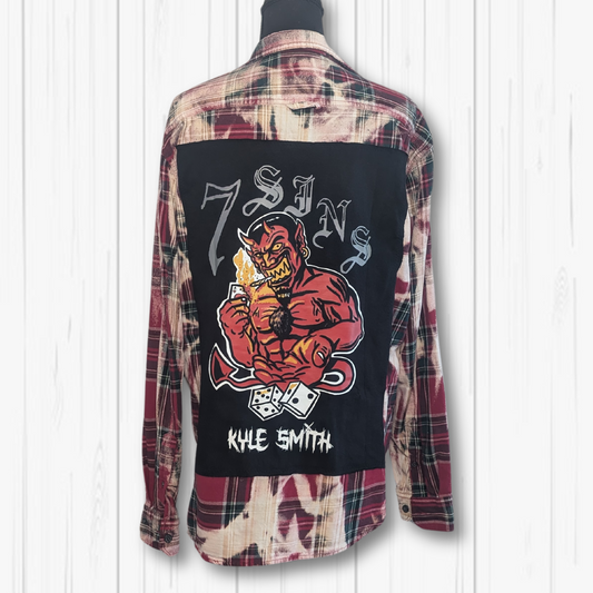 M/XL- Kyle Smith Seven Sins Upcycled Bleached Flannel