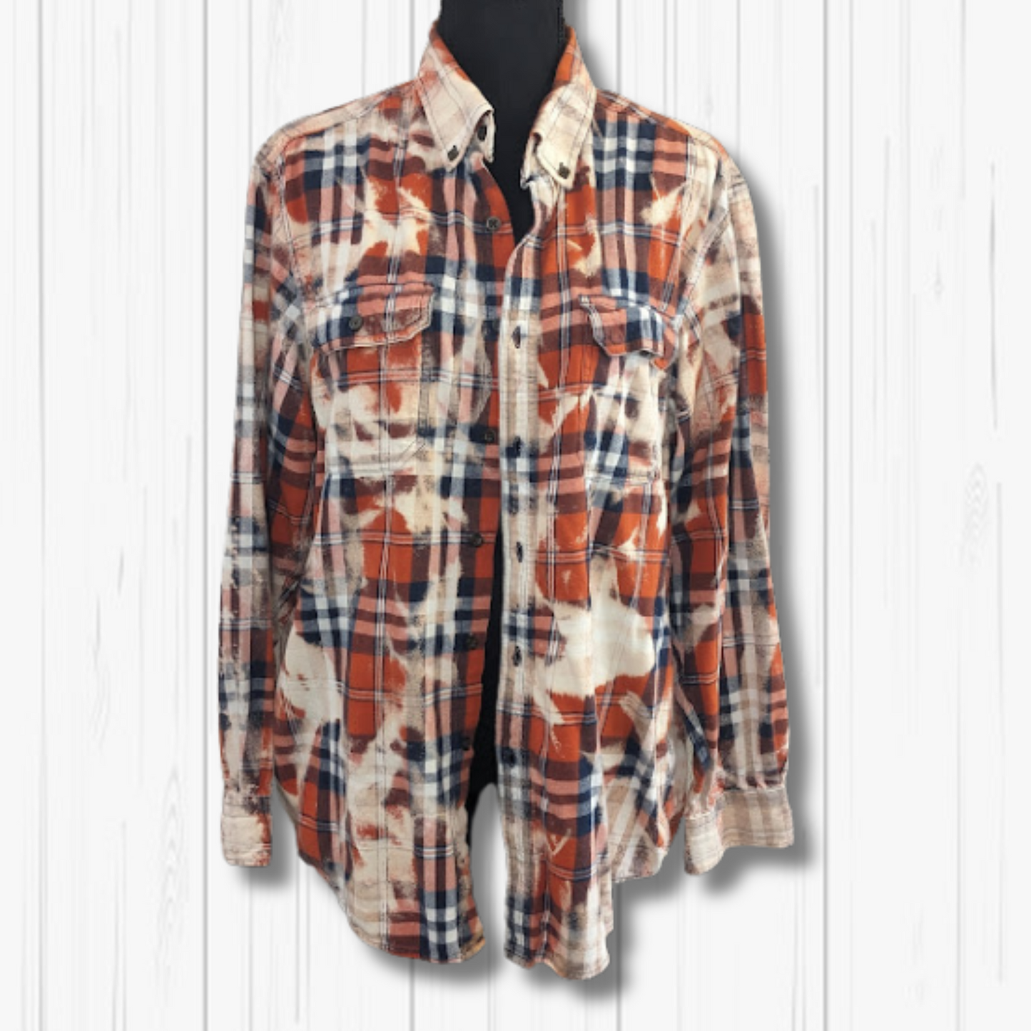 M/Lg- Dirty Heads Upcycled Bleached Flannel