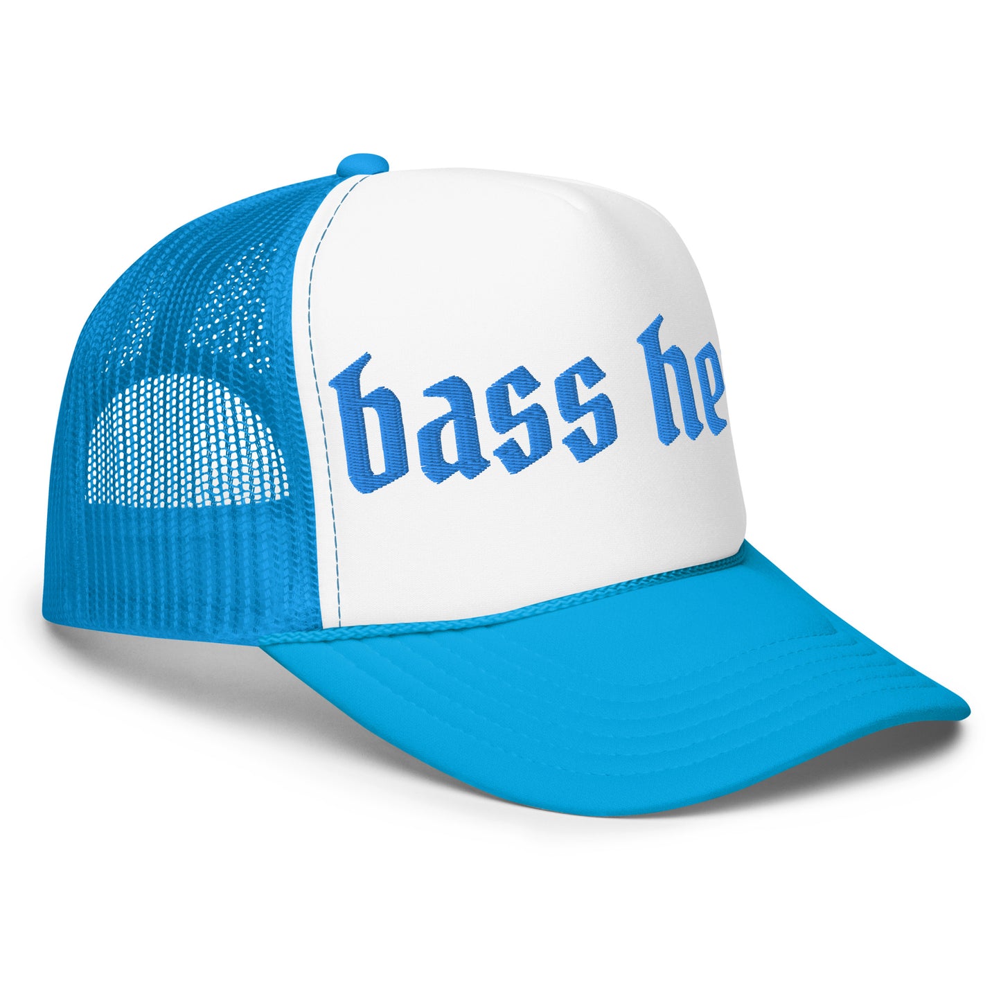 Bass Head Blue Embroidered Unisex Foam trucker hat