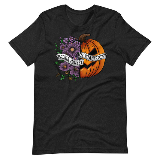 Halloween Sorta Sweet, Sorta Spooky Unisex Split Pumpkin T-shirt
