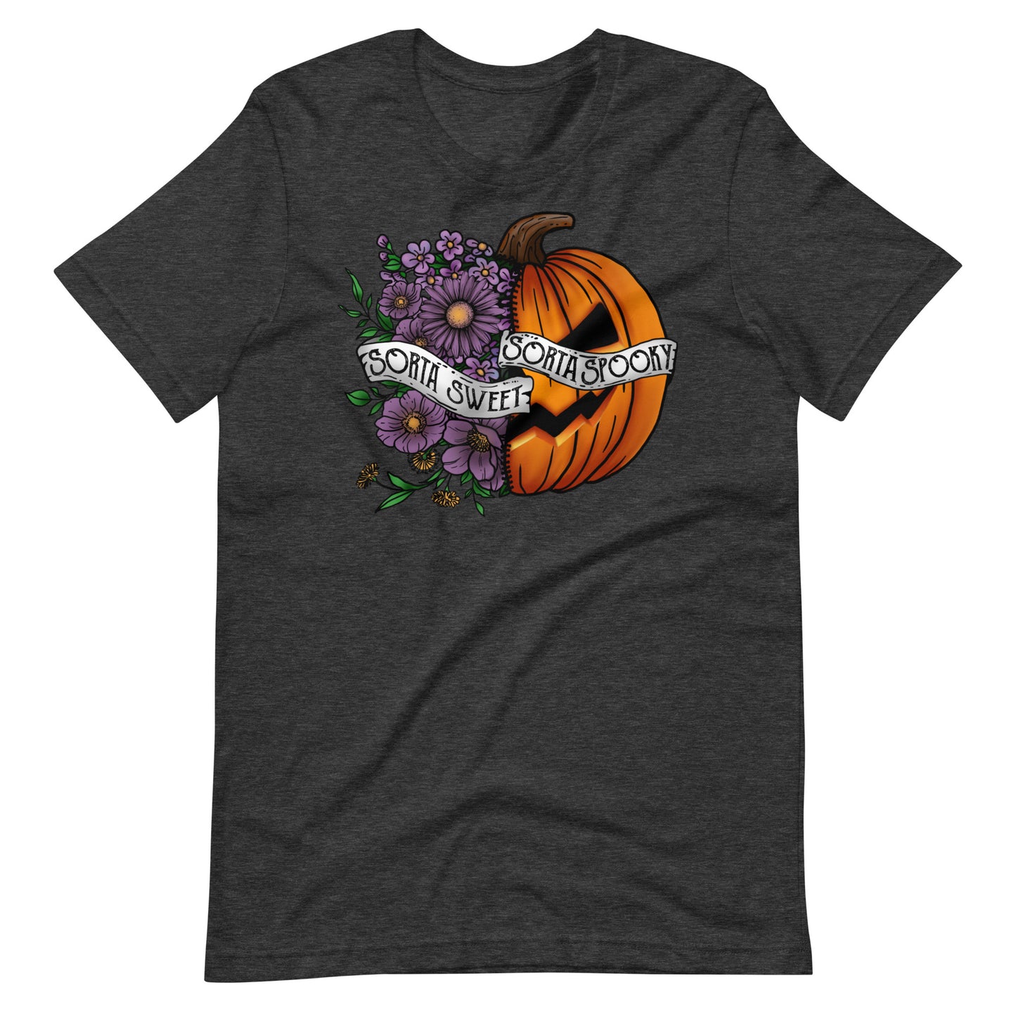 Halloween Sorta Sweet, Sorta Spooky Unisex Split Pumpkin T-shirt