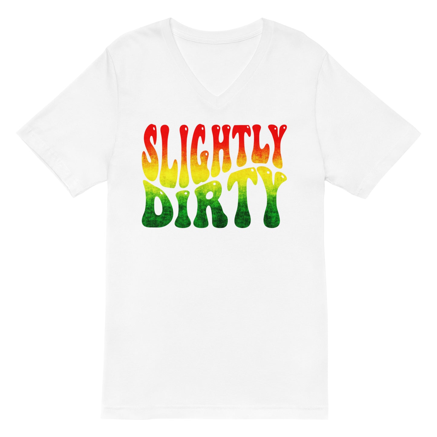 Slightly Dirty Rasta White Outline V-Neck T-Shirt
