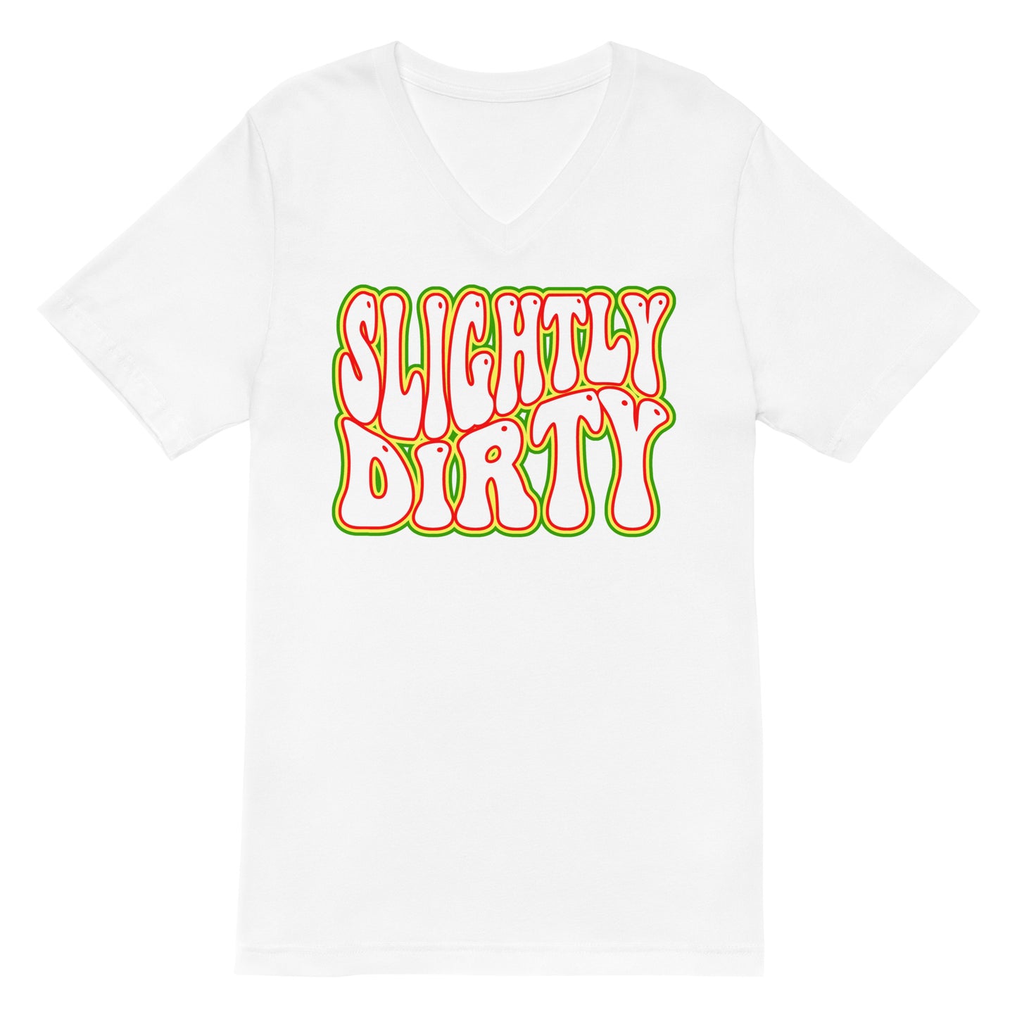 Slightly Dirty Rasta Outline White Design V-Neck T-Shirt