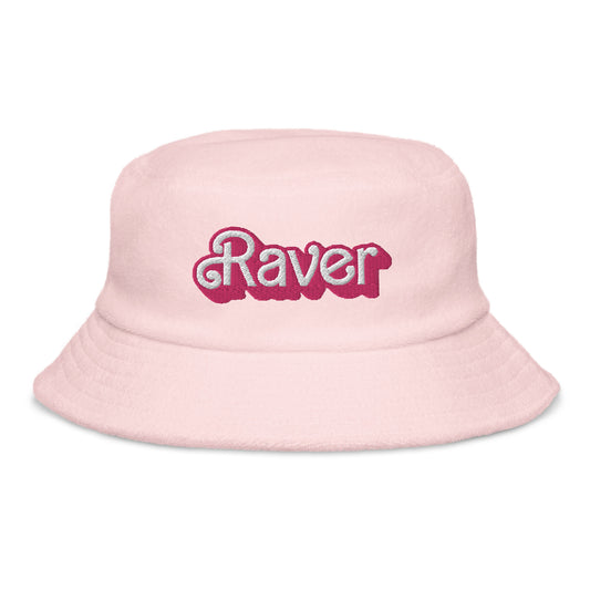 Dolly Font Raver Pastel Unisex Embroidered Terry Cloth Bucket Hat