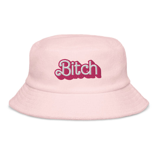 Dolly Font Bitch Pastel Unisex Embroidered Terry Cloth Bucket Hat