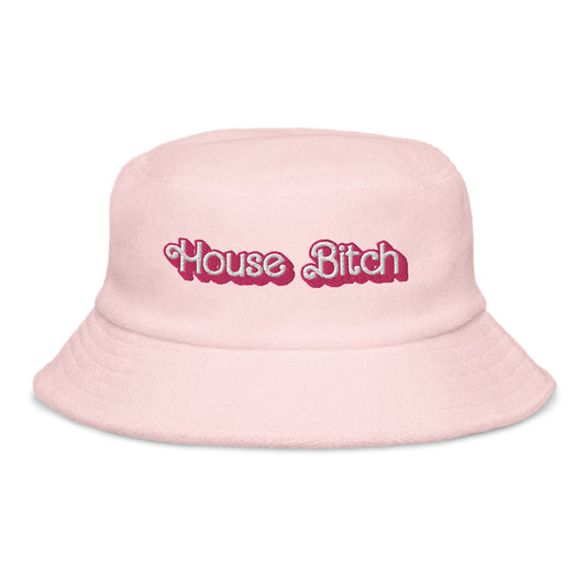 Dolly Font House Bitch Pastel Unisex Embroidered Terry Cloth Bucket Hat