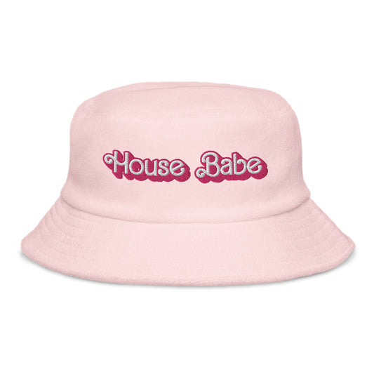 Dolly Font House Babe Pastel Unisex Embroidered Terry Cloth Bucket Hat