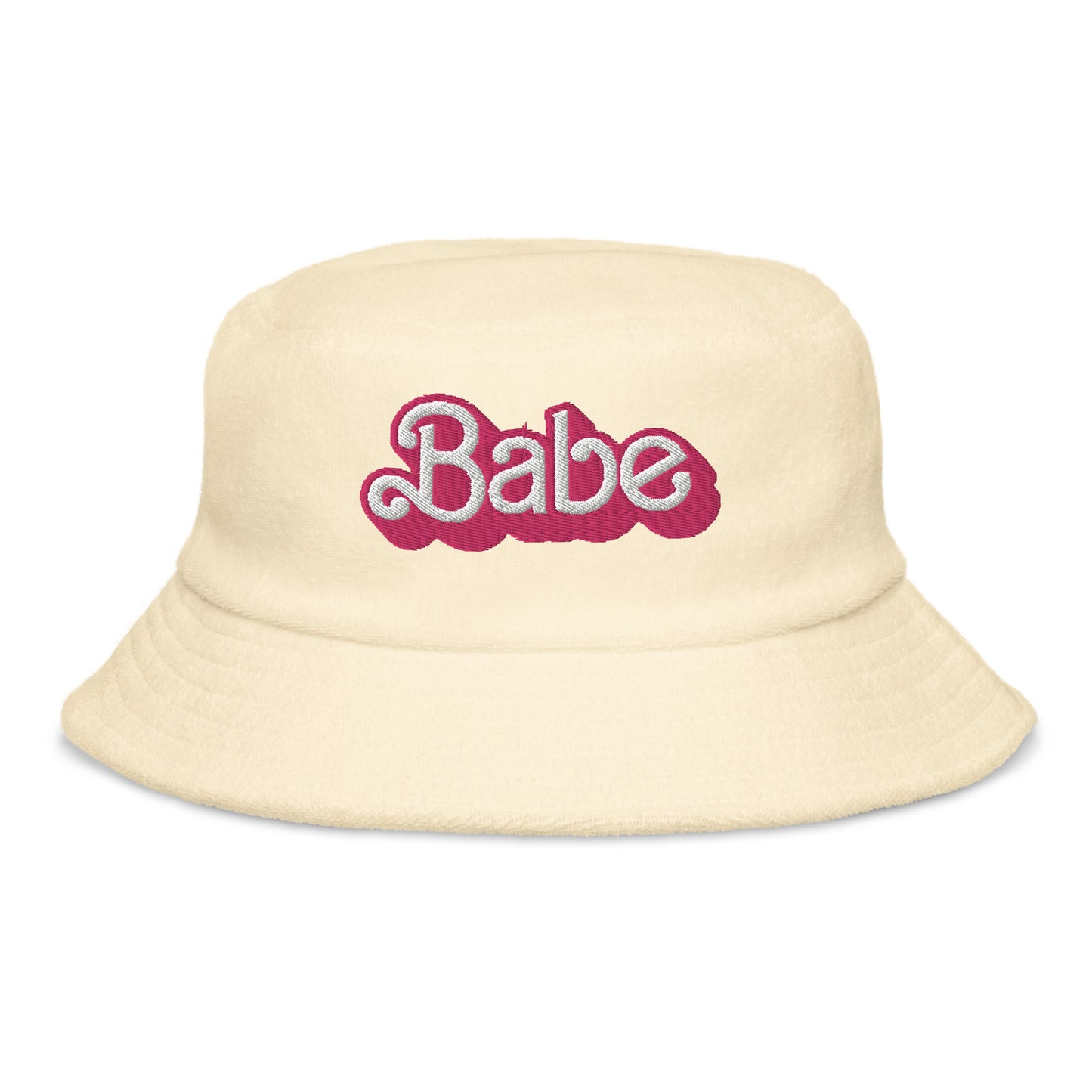 Dolly Font Babe Pastel Unisex Embroidered Terry Cloth Bucket Hat