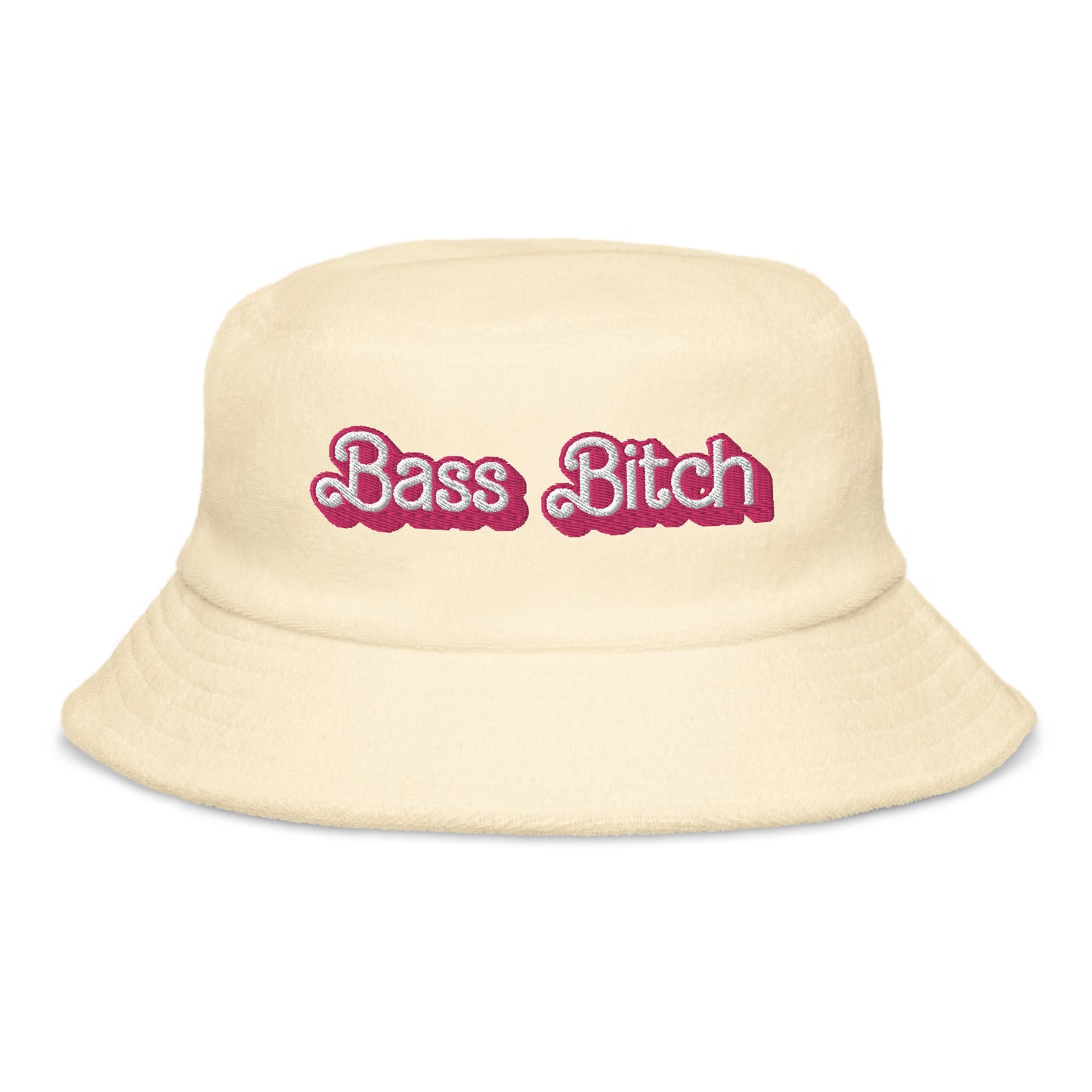 Dolly Font Bass Bitch Pastel Unisex Embroidered Terry Cloth Bucket Hat