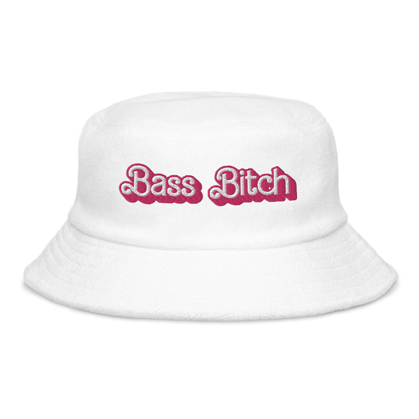 Dolly Font Bass Bitch Pastel Unisex Embroidered Terry Cloth Bucket Hat