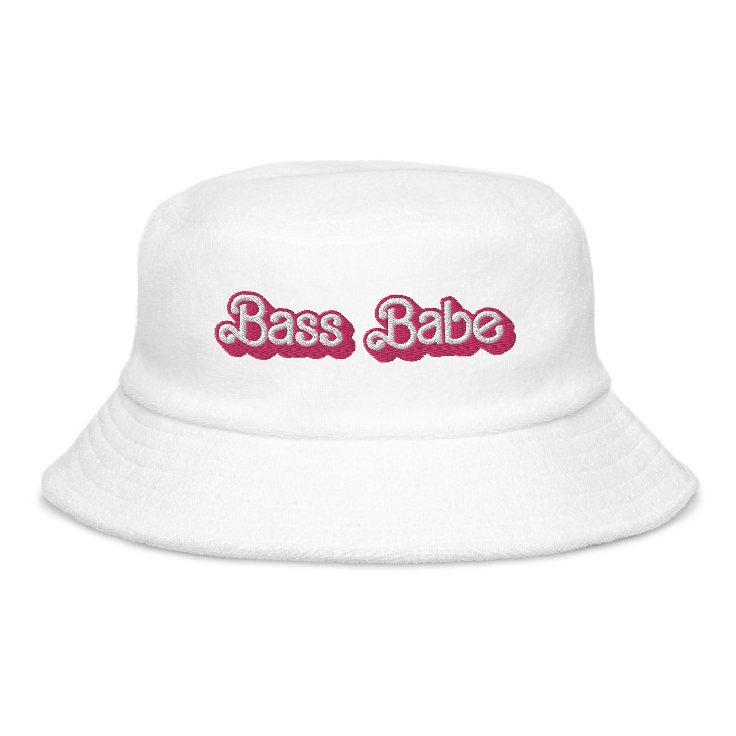Dolly Font Bass Babe Pastel Unisex Embroidered Terry Cloth Bucket Hat